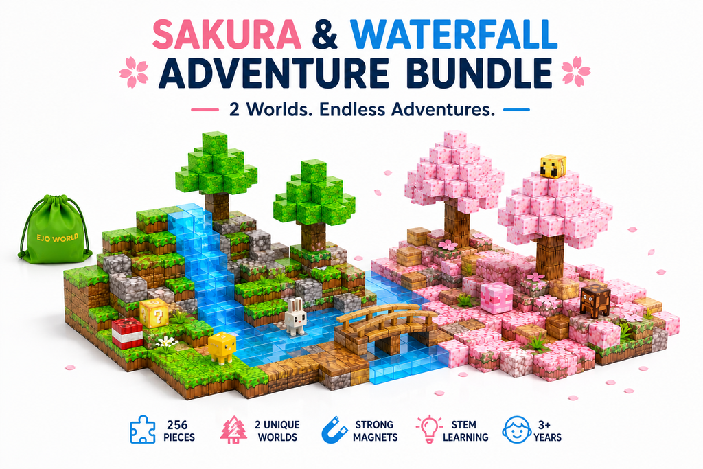 Fantasy Adventure Bundle – Sakura & Waterfall Set (256 Pieces)