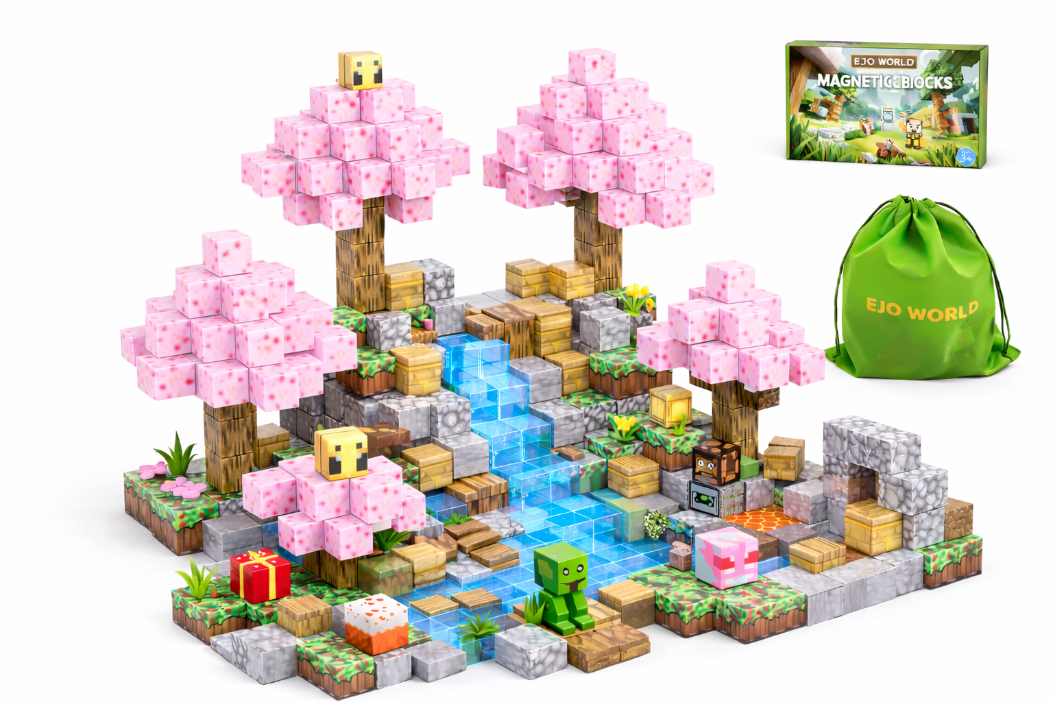 EJO World 128-Piece Magnetic Blocks – Sakura Party Set