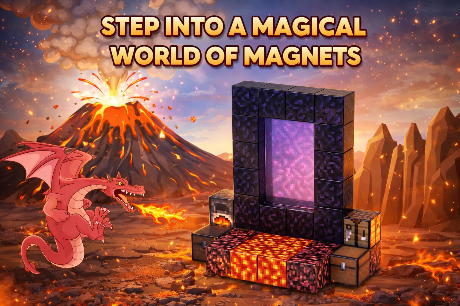 EJO World 32-Piece Magnetic Blocks – Magic Portal Set