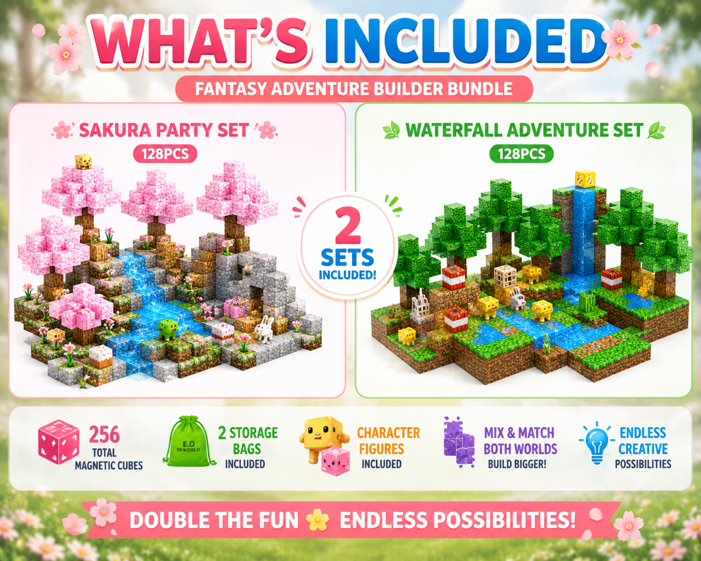 Fantasy Adventure Bundle – Sakura & Waterfall Set (256 Pieces)