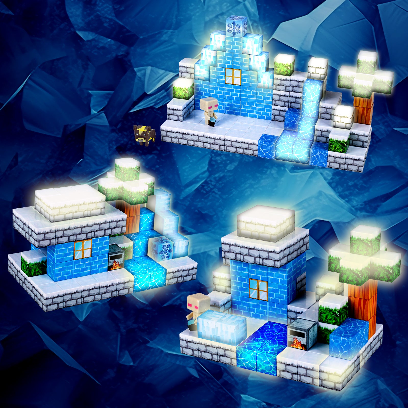 EJO World 128-Piece LED Magnetic Blocks – Snow Adventure Set