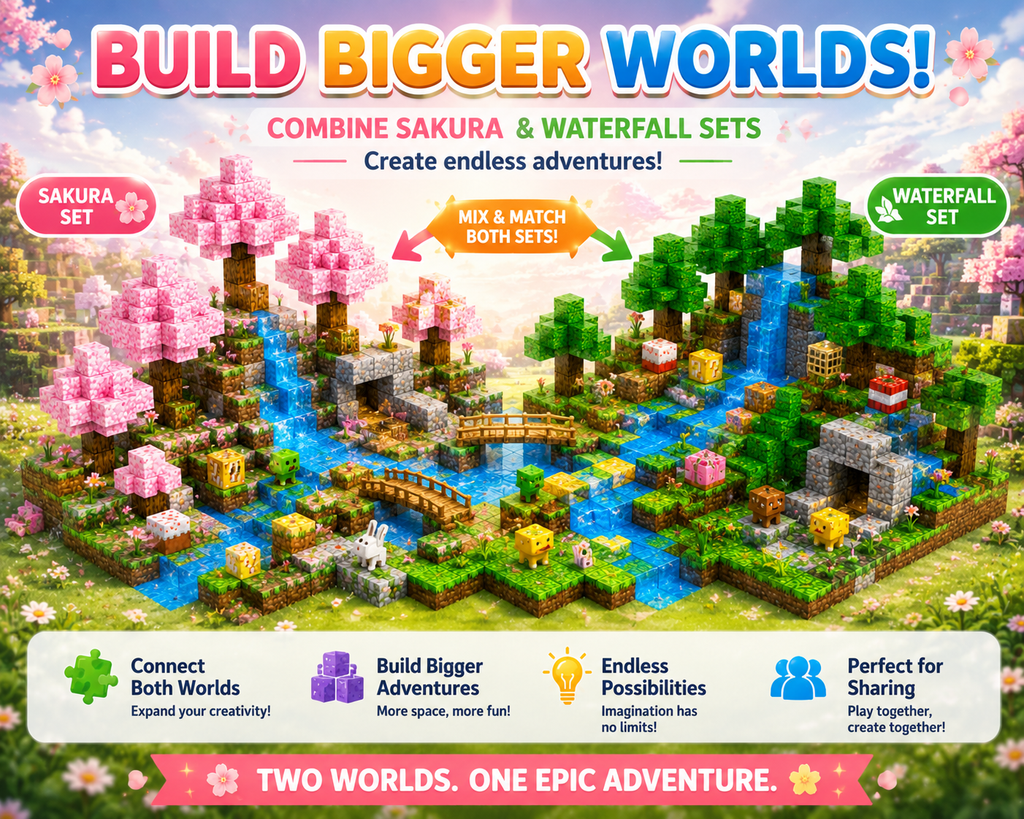 Fantasy Adventure Bundle – Sakura & Waterfall Set (256 Pieces)