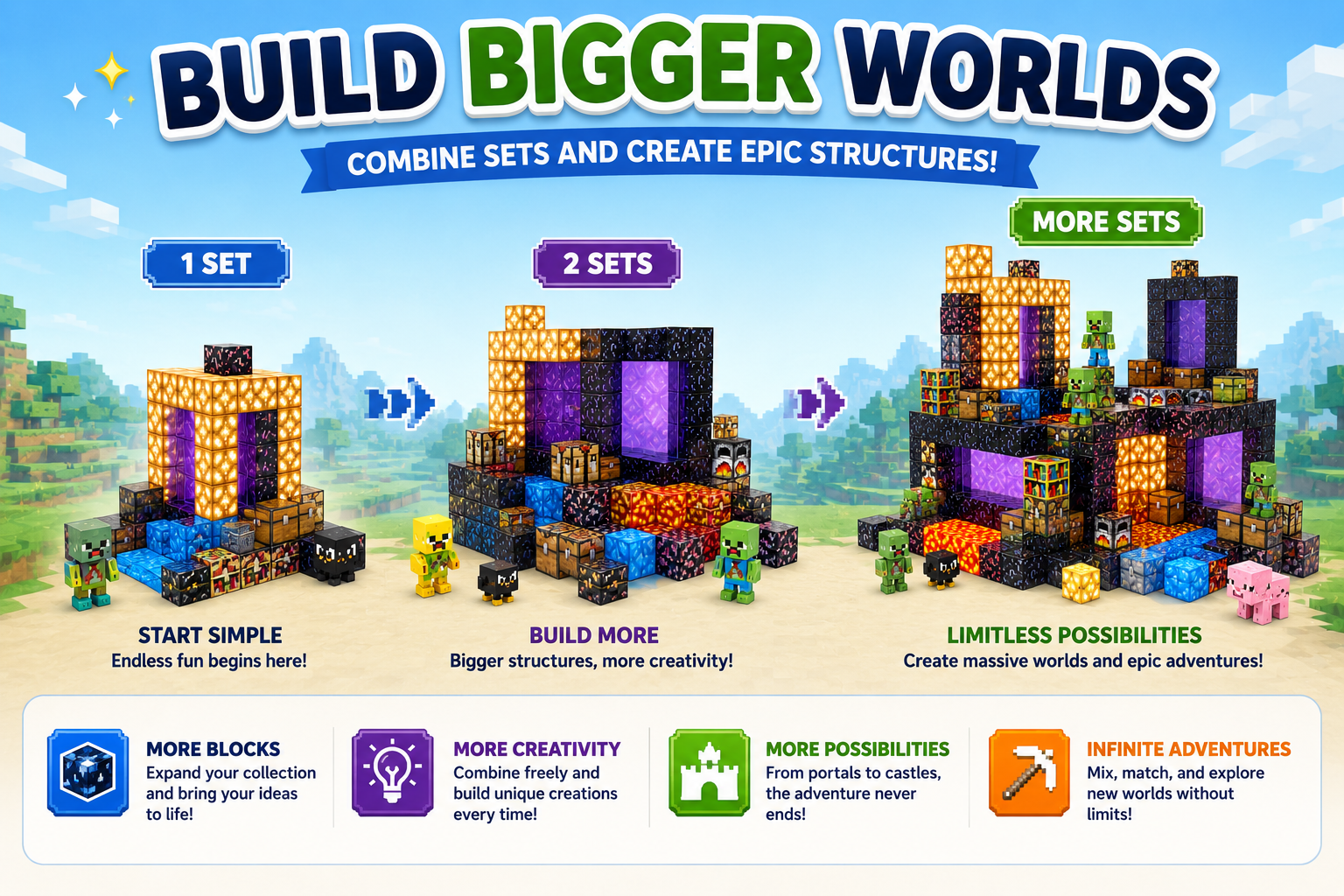 Starter Builder Bundle – Heaven & Magic Portal Magnetic Tiles (64 Pieces)