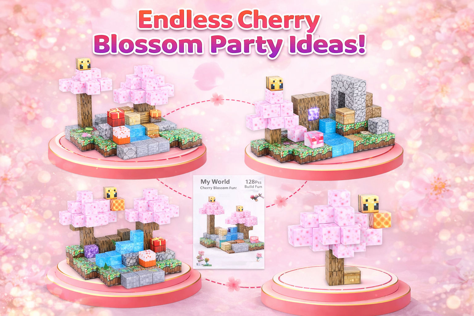 EJO World 128-Piece Magnetic Blocks – Sakura Party Set