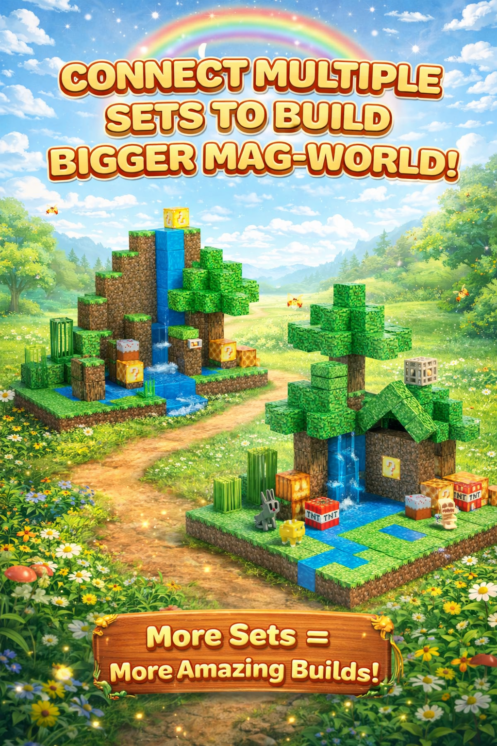 EJO World 128-Piece Magnetic Blocks – Waterfall Adventure Set