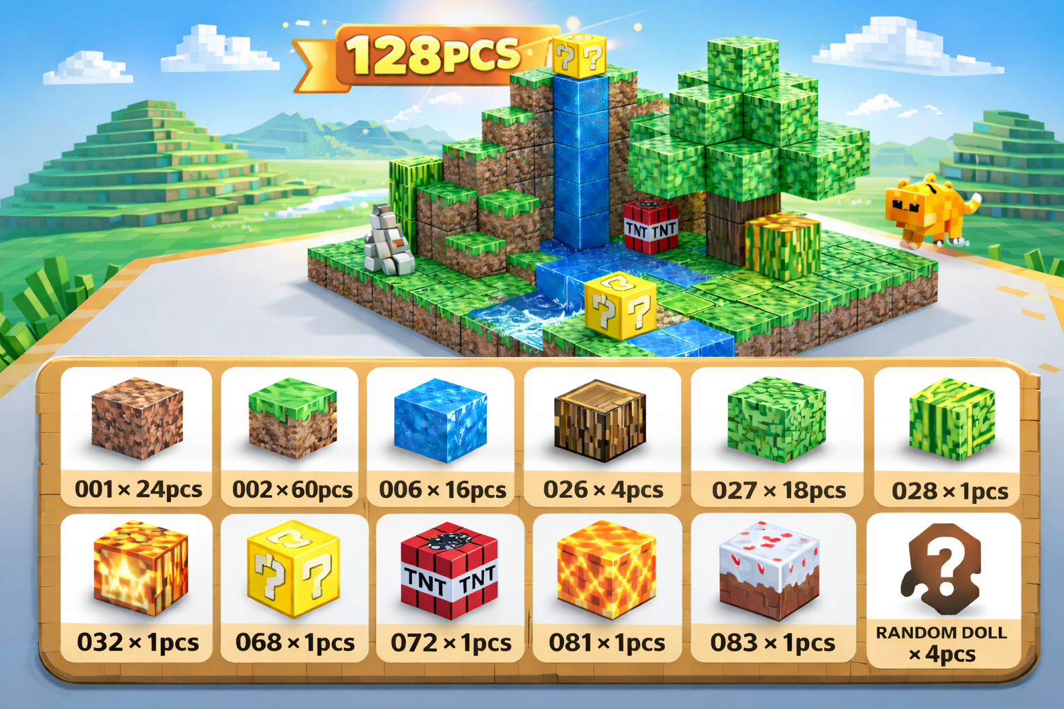 EJO World 128-Piece Magnetic Blocks – Waterfall Adventure Set