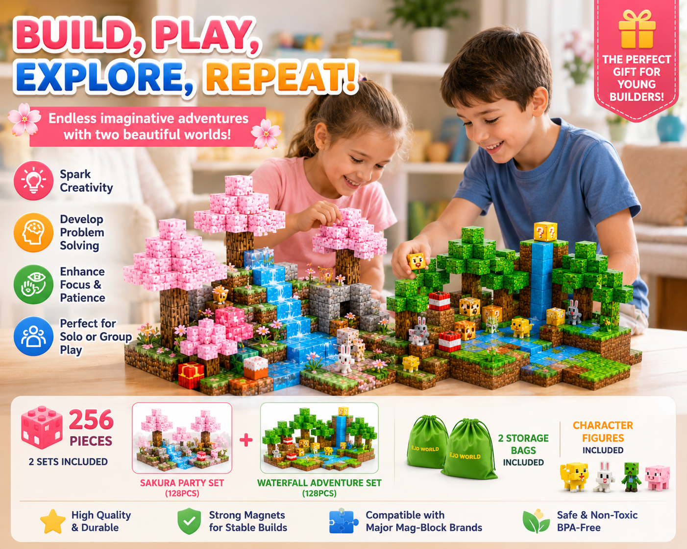 Fantasy Adventure Bundle – Sakura & Waterfall Set (256 Pieces)