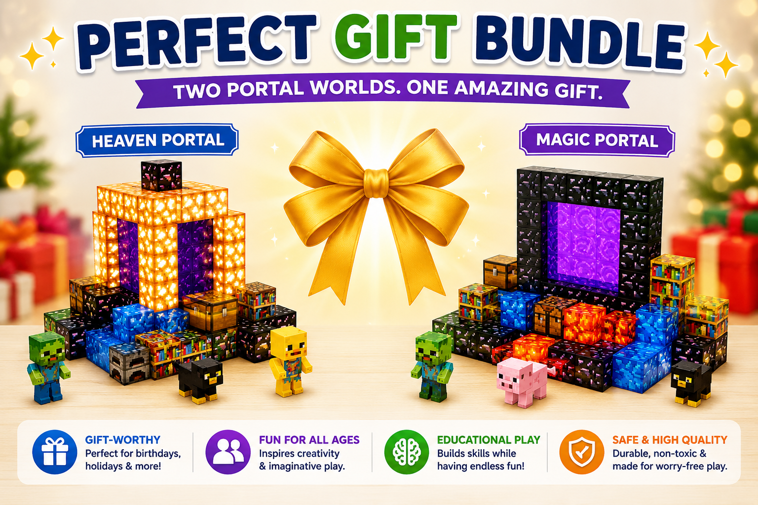 Starter Builder Bundle – Heaven & Magic Portal Magnetic Tiles (64 Pieces)