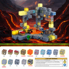 EJO World 128-Piece LED Magnetic Blocks – Lava & Volcano Adventure Set