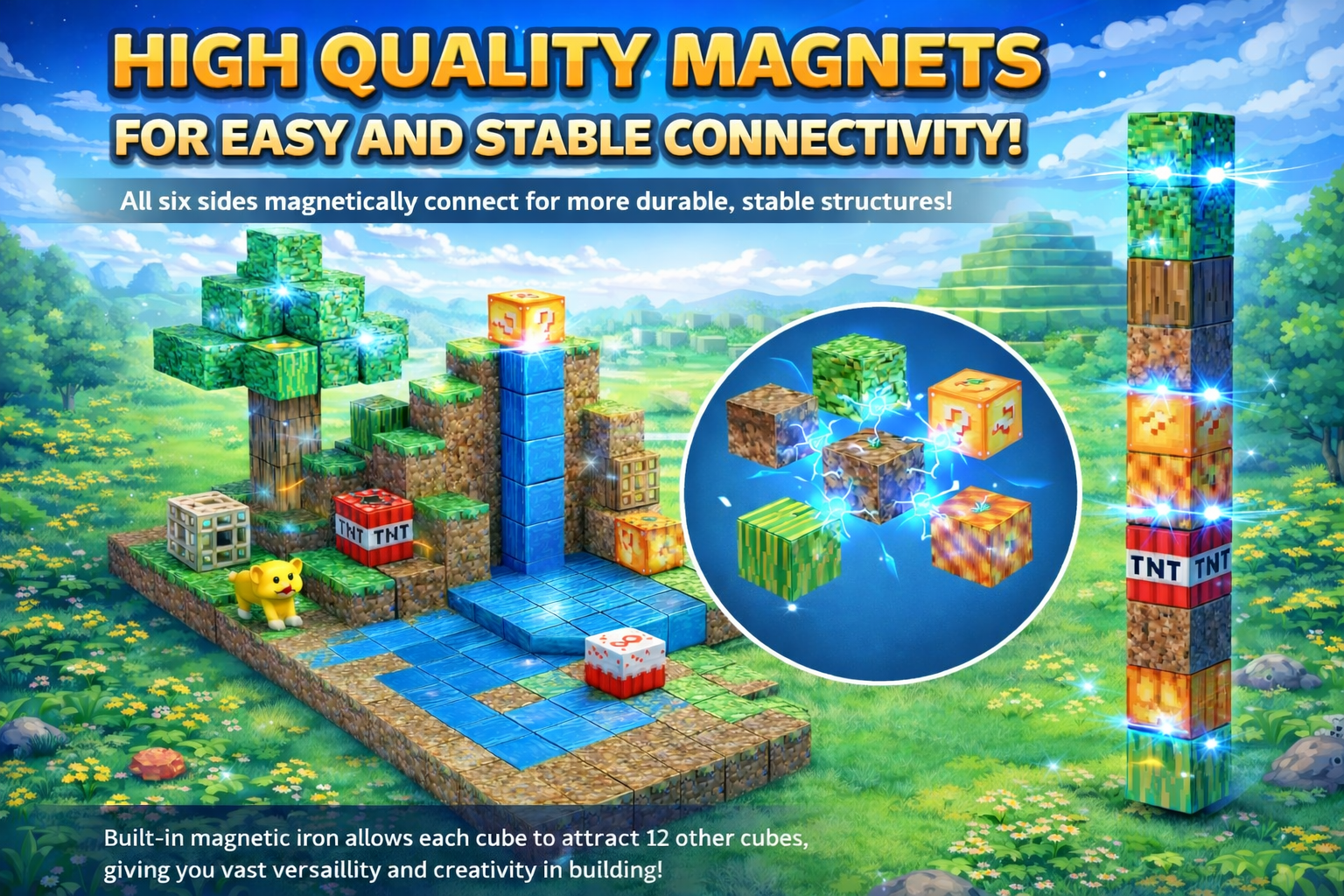 EJO World 128-Piece Magnetic Blocks – Waterfall Adventure Set