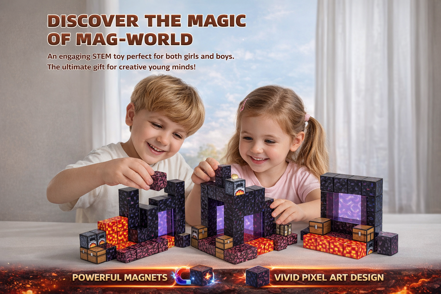 EJO World 32-Piece Magnetic Blocks – Magic Portal Set