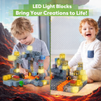 EJO World 128-Piece LED Magnetic Blocks – Lava & Volcano Adventure Set