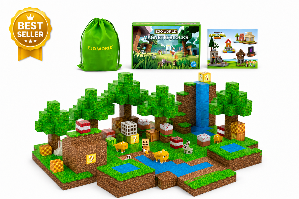 EJO World 128-Piece Magnetic Blocks – Waterfall Adventure Set