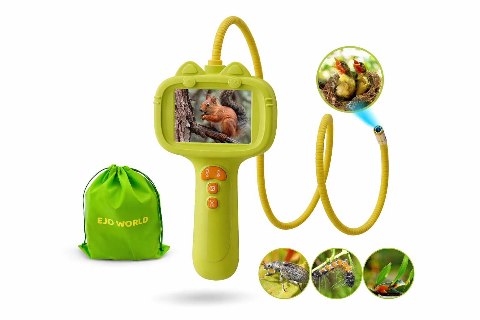 EJO World Kids Endoscope Camera Toy with Light – STEM Exploration Toy - Green