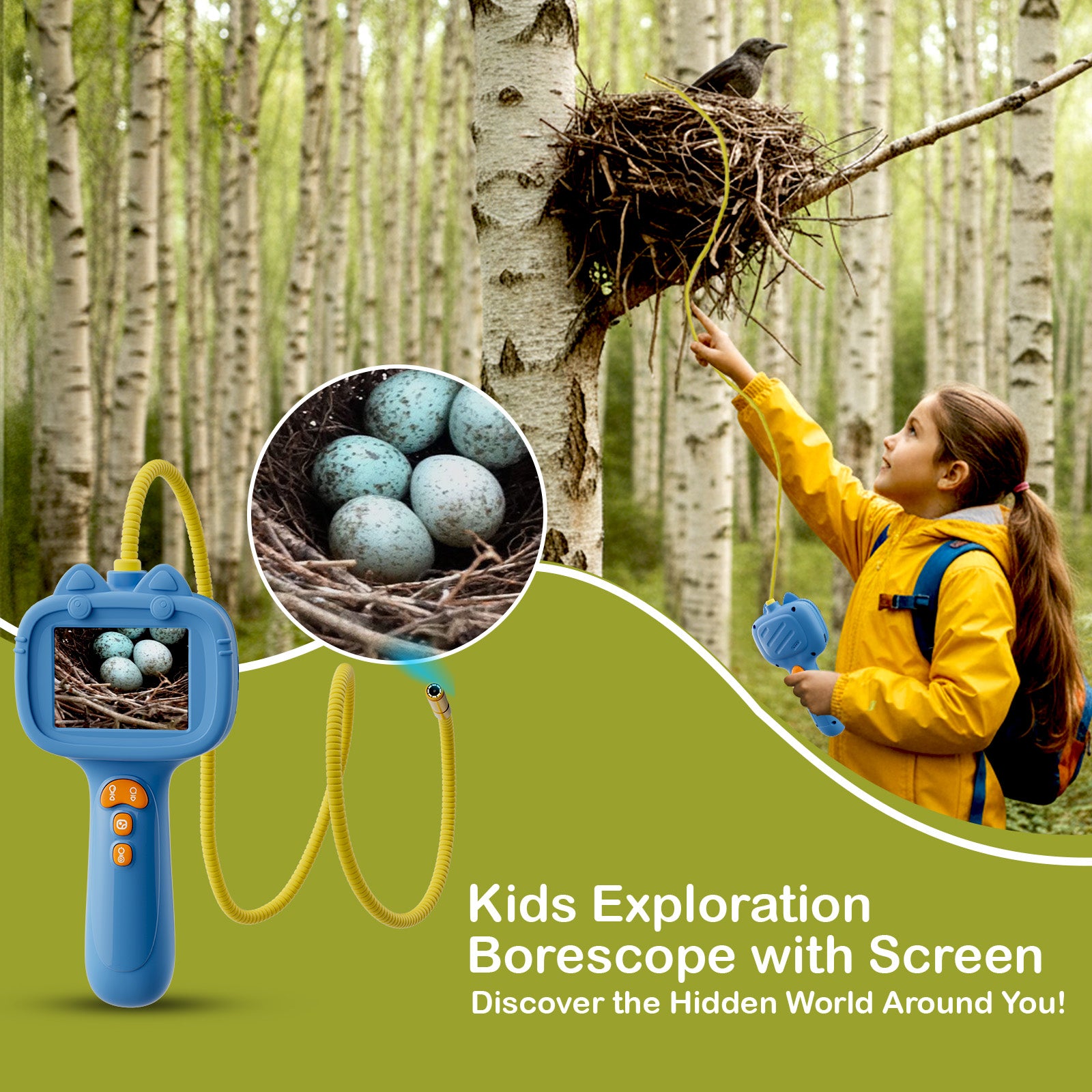 EJO World Kids Endoscope Camera Toy with Light – STEM Exploration Toy - Blue
