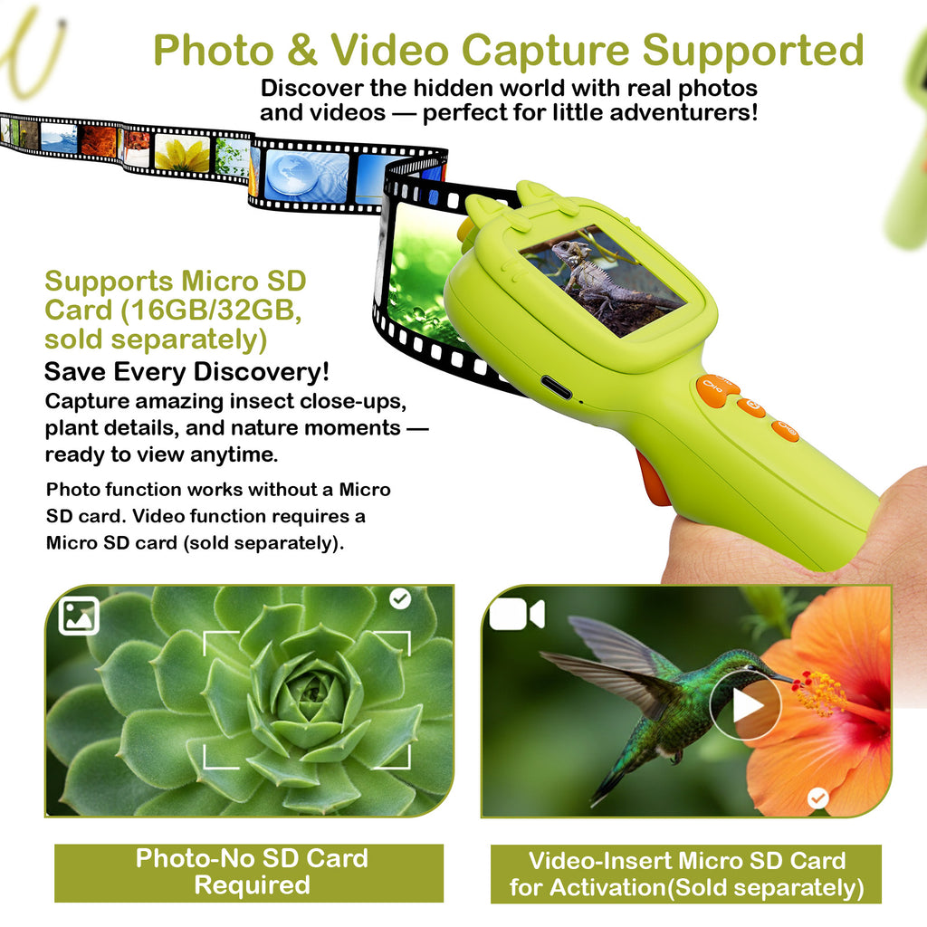 EJO World Kids Endoscope Camera Toy with Light – STEM Exploration Toy - Green