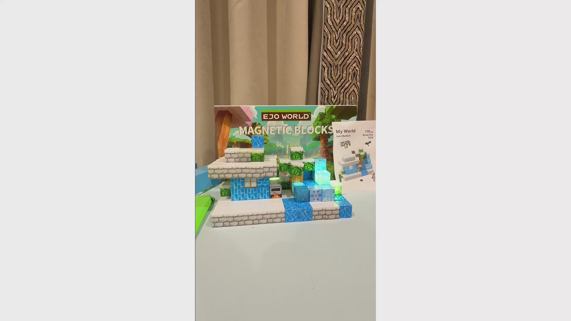 EJO World 128-Piece LED Magnetic Blocks – Snow Adventure Set