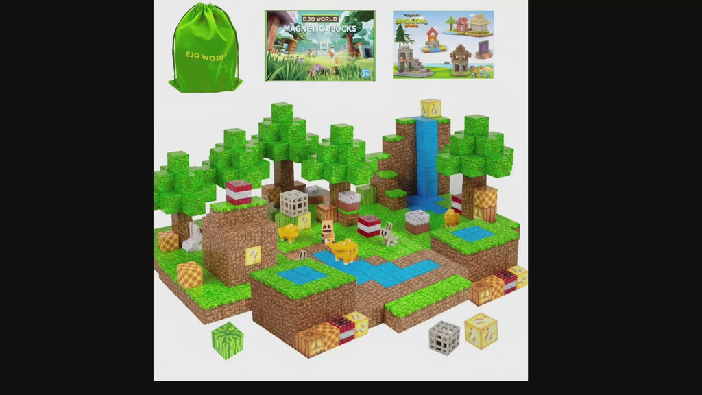 EJO World 128-Piece Magnetic Blocks – Waterfall Adventure Set